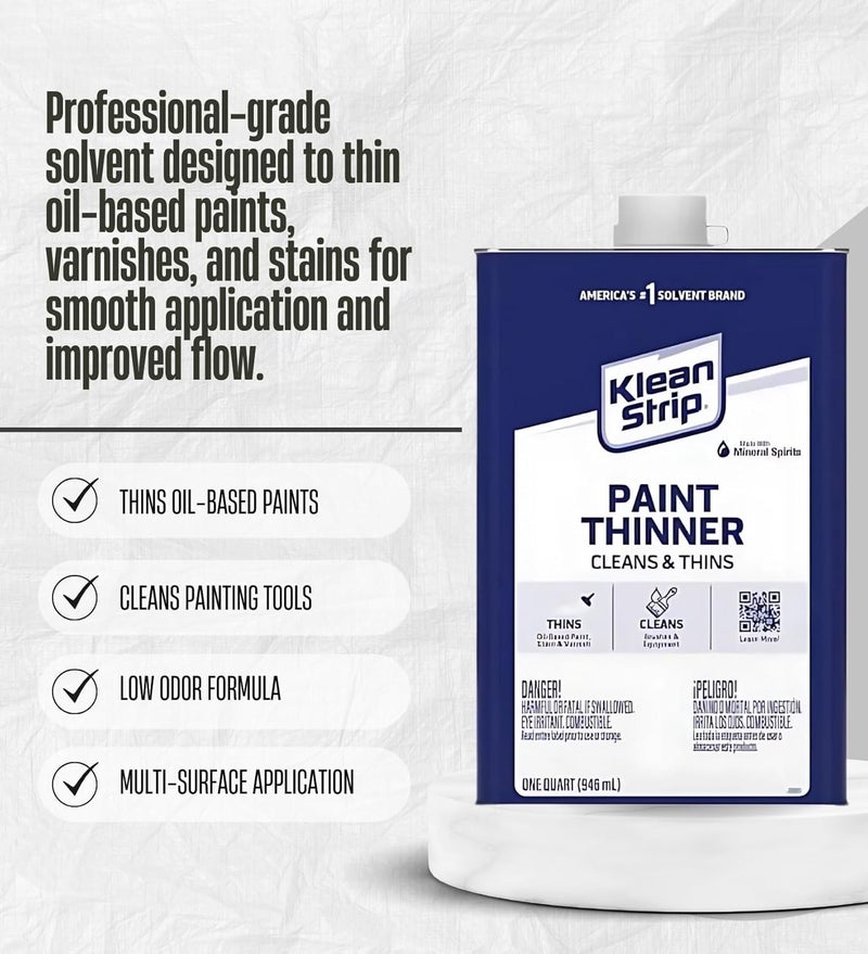 GROVE Mineral Spirits Paint Thinner 1 qt Bundle with Microfiber Cloth – Low Odor Solvent for Cleaning Brushes, Thinning Oil-Based Paint and Varnish – Gift Set (2 Items) - Image 2